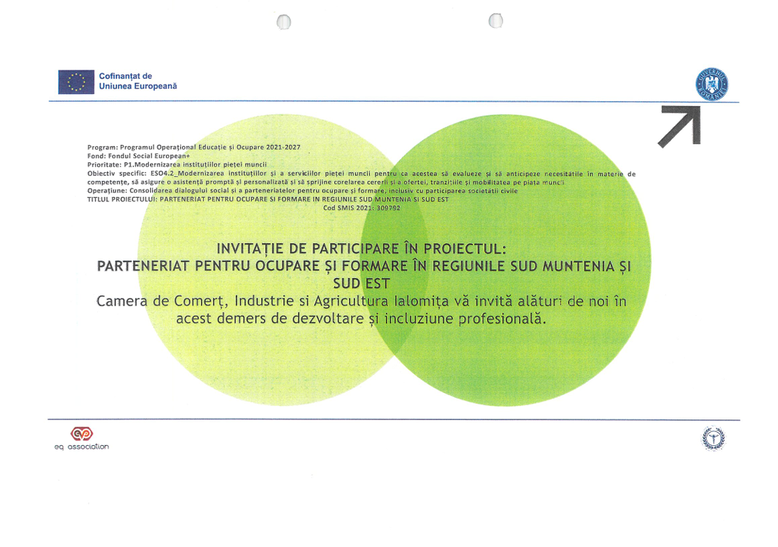 Parteneriat pentru ocupare și formare în regiunile Sud-Muntenia și Sud-Est